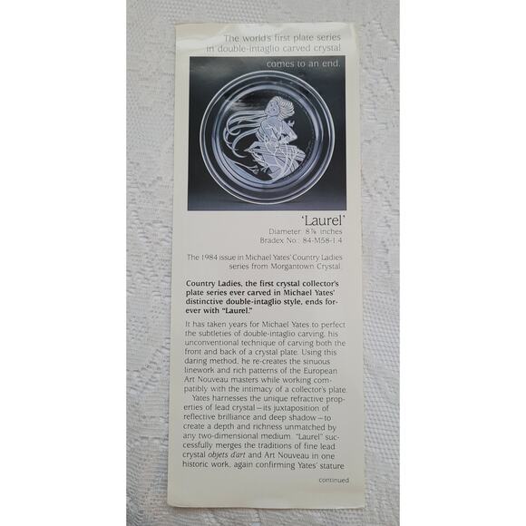 Morganstown Michael Yates full lead hand carved crystal plate, "Laurel" - Picture 4 of 5